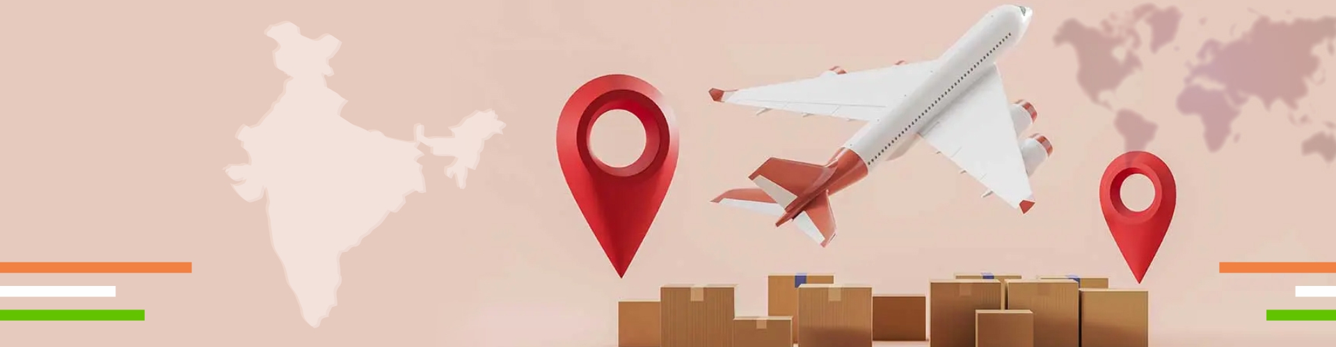 Illustration representing global shipping flow from India